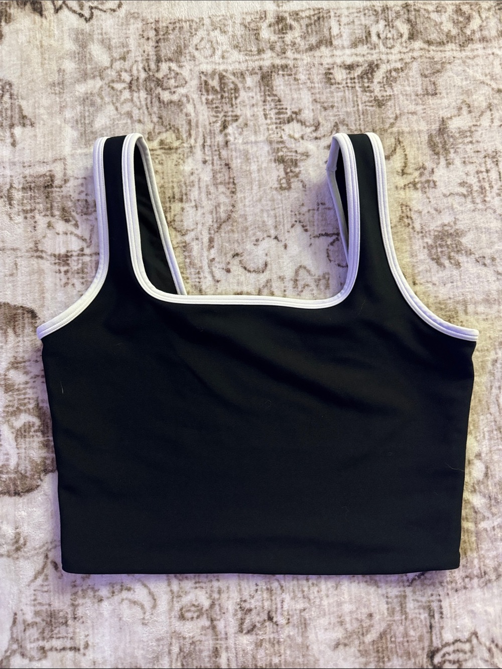 Abercrombie & Fitch Black Crop Sports Bra with White Trim